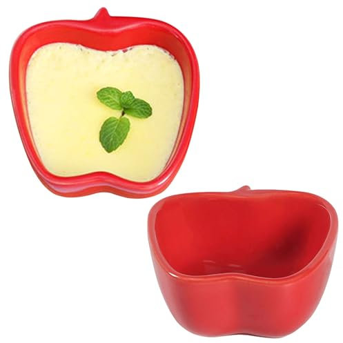 TYMYYS Cocotte Monoporzione Da Forno, 120ml, Terrines, Pirottini In Ceramica, Crema Catalana Ciotole-rosso-Set di 2