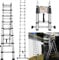 A-Frame Extendable Telescopic Loft Ladder, 2.5M+2.5M Multi-Purpose Aluminium Extension Ladder with Stabilizer Bar, Max Load 330lbs