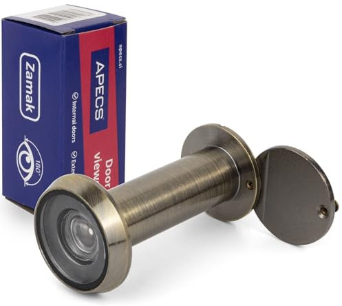 APECS Spioncino per porta con frangivista per porta 50-90 mm, diametro 16 mm, colore bronzo anticato, modello 6016/50-90-AB