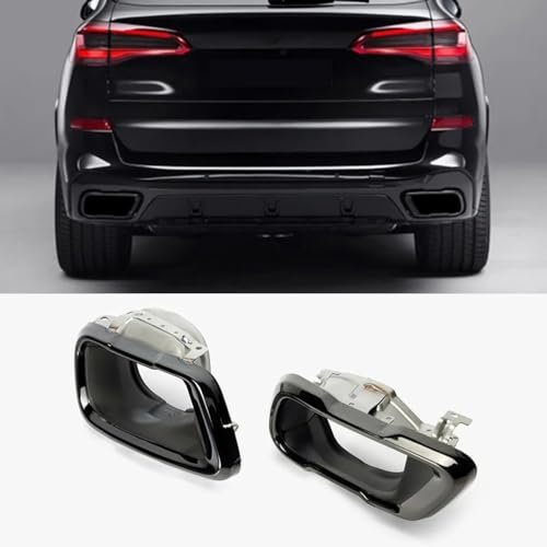 FGAITH 2 Stücke Edelstahl Auto Auspuffblenden Auspuffblende für BMW X5 G05 M Sport 2019+, Auto Endrohrblenden Endrohrblende Schalldämpfer Auspuff Blende Endrohre