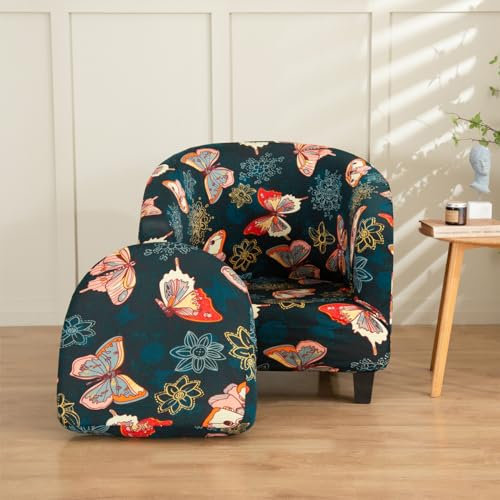 Surwin Elastisch Sesselbezug, 3D Blume Sesselschoner mit Kissenbezug, Sesselüberwurf Universal Chair Schonbezug Sofabezug für Clubsessel Lounge, Cocktailsessel (Türkis,One Size)