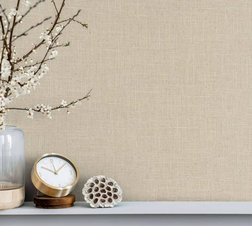 Vliestapete Einfarbig Leinen Optik Struktur Modern Beige Creme 33392