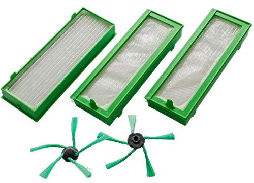 worien Juego de Accesorios para Robots Aspiradores de Kobold VR200 y VR300-3 X Filtros HEPA y 2 X Cepillos Laterales