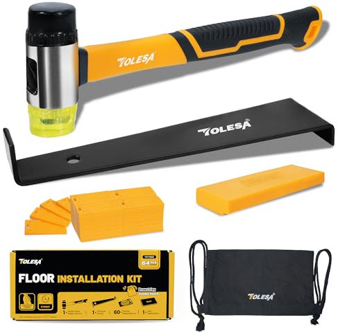TOLESA Laminatboden, Hammer für Laminat Parkett, Schaum Kniepolster Zugeisen 60 Montagekeile, Laminat Parkett Laminate Wooden Floor Installation Kits PVC-Bodenbelag