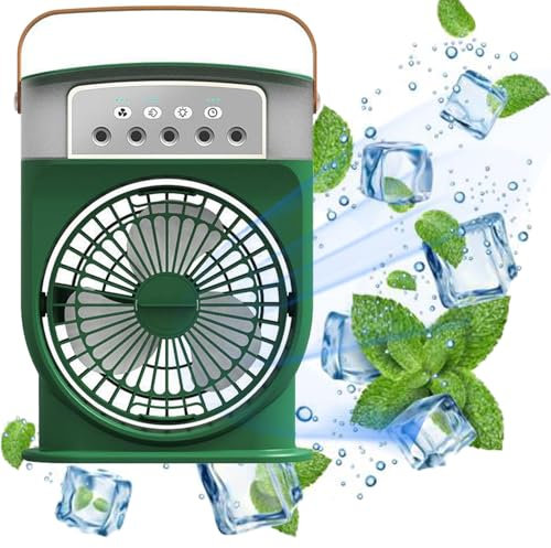 Polarlux Air Cooler, Polarlux Portable Air Conditioner, Polar Lux Ice Fan, Portable Cooling Fan With Ice, Misting Fan Portable, Fan With Ice Cooling System 3 Wind Speeds, Rechargeable (Green)
