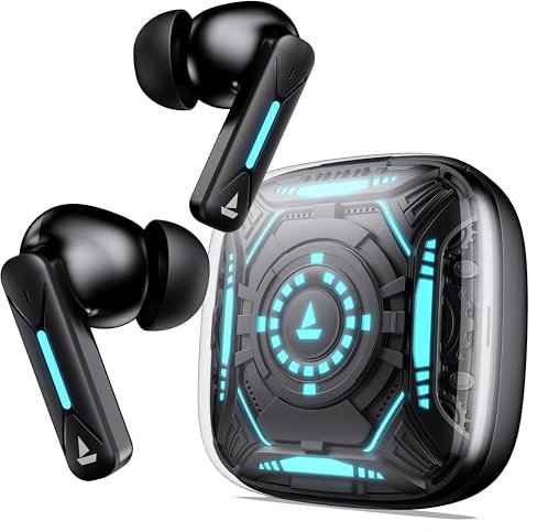 boAt Immortal Airspeed Pro Truly Wireless in- Ear Earbuds w/ 32dB ANC, Beast™ Mode with 40ms Latency, 40hrs Playback, 4 Mics with ENx™, Premium ID w/LEDs & ASAP™ Charge(Black Sabre)