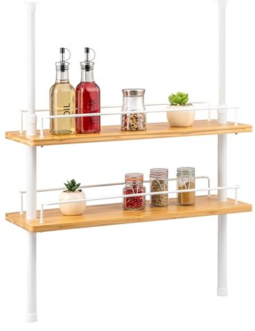 bremermann Teleskop-Regal, Teleskopgewürzregal, 2 Regale, Bambus (Weiß)