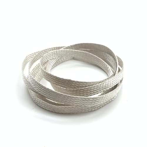 JWOO Manguitos a Prueba de Ondas electromagnéticas, Manguito de protección de Cobre Plateado, Cable antiinterferencias Trenzado telescópico(2MM x 1M)