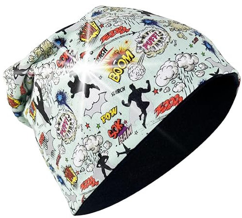 HECKBO 360° Reflektor Kinder Beanie Mütze - Vlies Stoff innen für Winter - Superheld