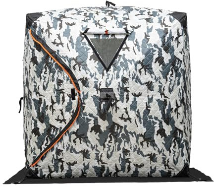 Eisfischer Zelt Tragbares Zelt zum Eisfischen 1-2 Personen Outdoor Camping Zelt Quadratisch Angelzelt für Parks, Hinterhöfen, Eisangeln, Spieltreffen, Picknicks 145 * 145 * 165 cm Tarnfarbe