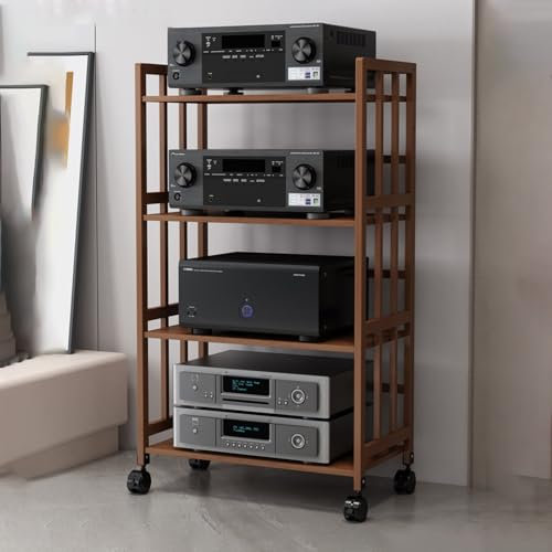 Height-Adjustable Media Stereo Stand, 4 5 Tier Electronics Equipment Shelf for Meeting Rooms/Home Theater, Corner Bookshelf for Kitchen/Bathroom(4-Tier (B),60cm/23.6in)