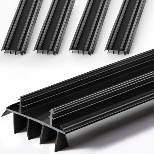 Pushglossy 4 Pcs Door Bottom Seal with Vinyl Fins Threshold Strip,Black | 36 Long 1 3/4 Wide, Kerf Weatherstrip for 7/8 Inch Barbs, Draft Stopper Bottom Door, Energy Saving Seal
