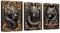 WENGTIAO 3 Pcs Schwarzgold geschnitzter Drache Leinwand Bilder Kunstdrucke Gerahmtes Bild 3D-Tier-Drache Malerei Bild auf Leinwand Wohnzimmer Schlafzimmer Fertig zum Aufhängen 40x60 cmx3