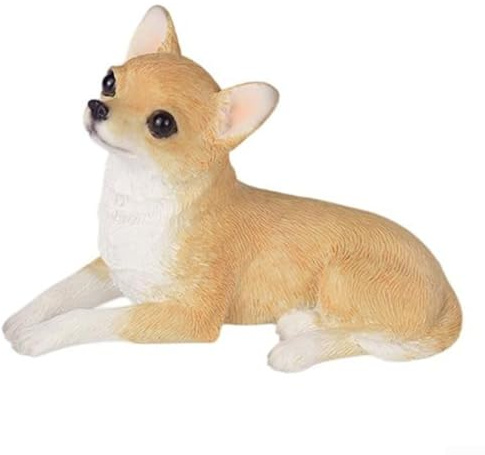Chihuahua-Skulptur, Chihuahua-Skulptur im Freien, Chihuahua-Design, Ornament, Kunstharz, sitzend, Chihuahua-Statue für Garten, Outdoor-Dekoration (Khaki)