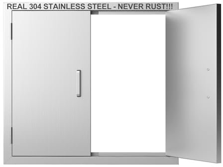 Outdoor Kitchen Doors 24 W x 24 H-304 Stainless Steel Never Rust BBQ Access Door-Double Layer-Outside Cabinet Door-Weatherproof GrillDoor-Flush Mount BBQ Island Doors-MetalDoor for Outdoor Kitchen