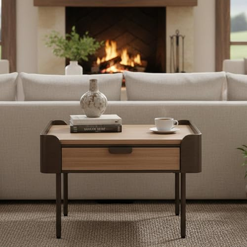 Dmora Couchtisch Bioglio 60x60x41 cm Grau mit Schublade