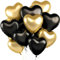 UDRKFOPK Herz Folienballon 12 Stück,18 Zoll Herz Helium Luftballons Schwarzes Gold,Gold Herzballons Hochzeit, Heliumballon Herzen,Herzluftballons für Geburtstag Valentinstag Verlobung Muttertag