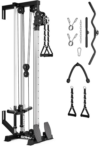 Goimu Wall Mount Cable Station, WM1 Cable Crossover Machine with 17 Positions, High and Low Cable Crossover Machine with Removable Footplate for Garage Home Gym (WM1 Cable Station BK)