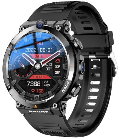 Smartwatch avec carte SIM 4G, double caméra et moniteur de fréquence cardiaque, positionnement NFC, design ultra fin pour connectivité Android et iOS