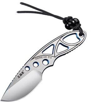 Sanrenmu Fixed Blade Messer Compact Full Tang Mini 4 Zoll Tasche Messer 12C27 Klinge für Outdoor Camping Wandern (Blau)