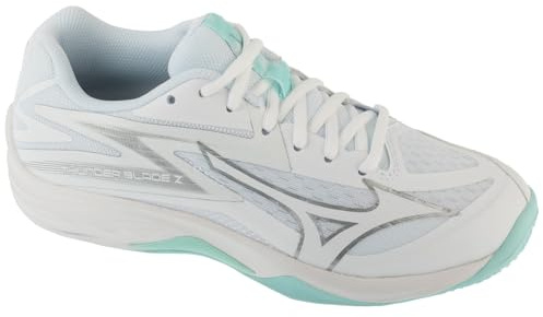 Mizuno Corporation UK Limited Thunder Blade Z Chaussures de Volley pour Femme Blanc/Bleu Pointure 35