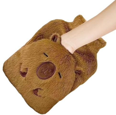Wärmflasche 1000 Milliliter Auslaufsicher In Form Eines Capybaras Mit | Wärme- Und Heißpackung Für Camping Rücken Hände Reisen Schule Schultern Nacken Beine Frauen Männer Kinder