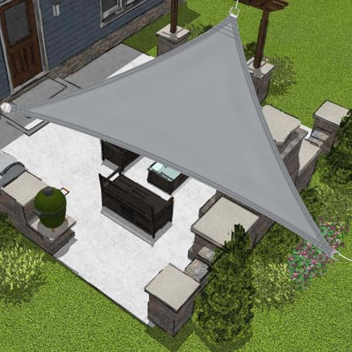Waterproof Triangle Sun Shade Sail 3.5x3.5m Gray Canopy for Patio 95% UV Protection Outdoor Shade Cover for Garden Carport Balcony Pergola Camping
