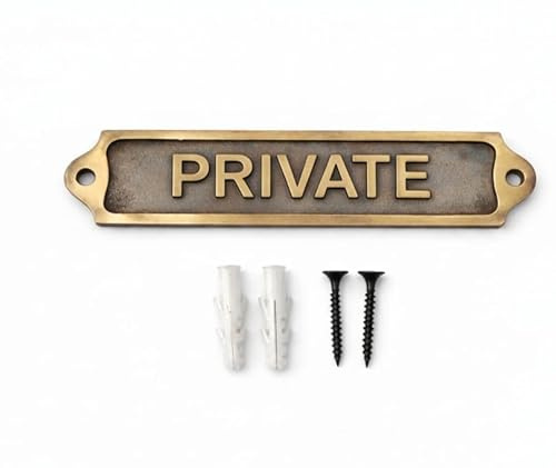 PRIVATE Door Sign Antique Brass Plaque Wall Mounted Privacy Notice Plate for Home Office Meeting Room Staff Only Door Entrance Business Building Room Identification Sign 22 x 5 cm