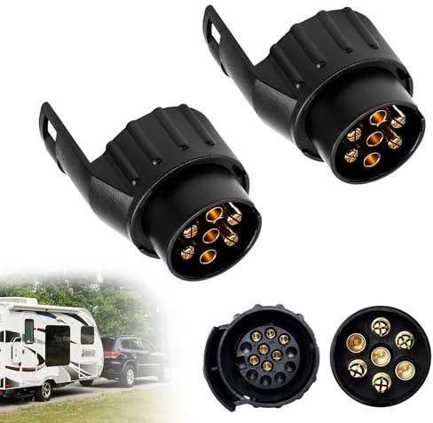 Afhgdjr - Adaptador de enchufe remolque (7 pines a 13 pines, conector convertidor, toma de remolque, impermeable, 12 V, para caravana, camión, RV, coche, barco