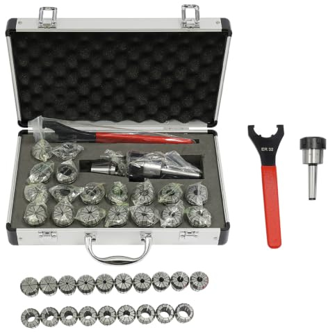 Set di 21 pezzi, MK2 MT2 ER32 M10 dedicato 2 – 20 mm di precisione Dedicato tenditore mandrino CNC strumento con scatola di trasporto per fresatrice trapano, tornio CNC filettato