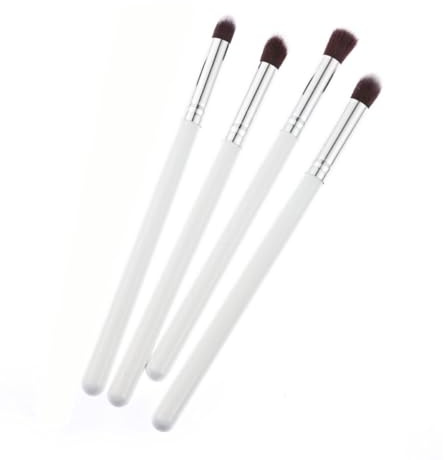 COMPUKAS Pinceaux de Maquillage Yeux Manche en Bois Ensemble de 4 en Poils Synthétiques Doux pour Fard à Paupières, Eyeliner, Voyage et Maquillage Quotidien