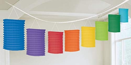 Amscan 22056-90-55 - Lampion-Girlande Regenbogen, 365 cm, Papier, Partykette, Laternen, Hängedekoration