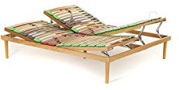 Materassimemory.eu Rete Matrimoniale in legno di faggio Alzata Manuale Testa Piedi mis. 170x200 doghe ammortizzate e basculanti