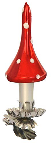 Jingle Bells Lauscha Christbaumschmuck Pilz Wichtel weiß/rot freigeformt, handbemalt