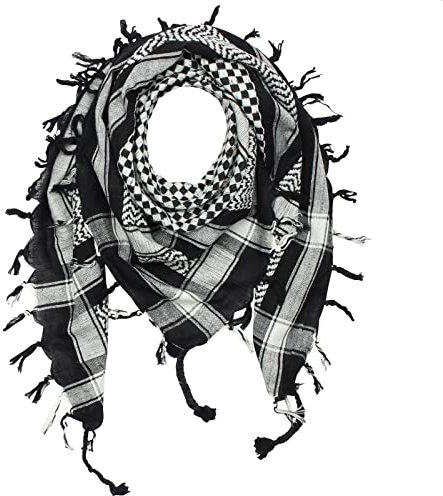 Freak Scene Kufiya - Petit motif à carreaux noir - blanc - 100 x 100 cm - Shemagh - foulard Arafat palestinien - keffieh en coton