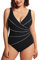 DELIMIRA Femme Maillot de Bain 1 Pièce Gainant pour Poitrine Grande Taille Noir 48