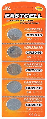EASTCELL 5 x CR2016 3V Lithium Knopfzelle 75 mAh (1 Blistercard a 5 Batterien) EINWEG Markenware