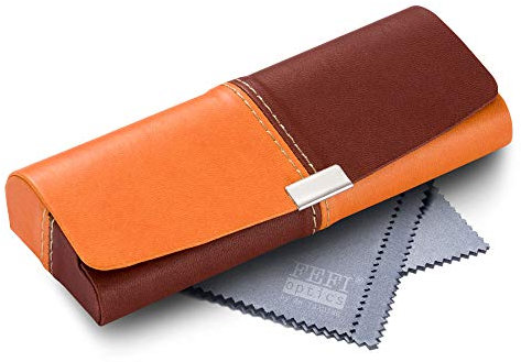 FEFI Custodia rigida bicolore effetto pelle, arancione/marrone, Taglia unica