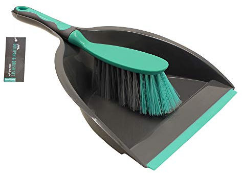 JVL 20-039GY Ensemble Pelle et balayette en Caoutchouc Gris/Turquoise