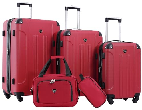 Travelers Club Chicago Hardside Expandable Spinner Luggages, Red, 5 Piece Set, Chicago Hardside Expandable Spinner Luggage