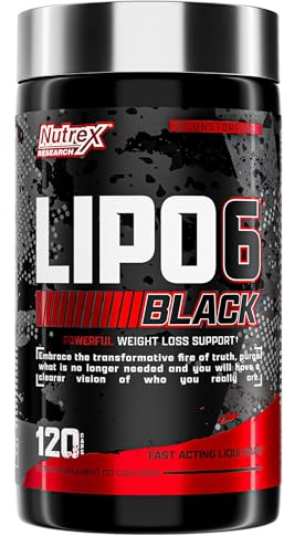 Nutrex Lipo-6 Black Max Strength Fat Burner - Fast Acting Energy, Weight Loss Diet Pills – Appetite Suppressant, Metabolism Booster - 120 Capsules