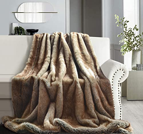 AMBIENTE-LEBENSART.DE Fell-Decke-Tagesdecke-Pelzdecke-Webpelz-Fellimitat-Überwurf-Kuscheldecke- Wohndecke-Sofadecke-150x200cm Steppen Wolf