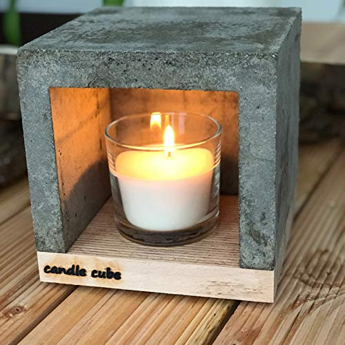 candle cube© Kleiner Teelicht Tisch-Kamin Ofen Stövchen Kerzen-Heizung Teelichtofen Heizwürfel mit Duftkerze Vanilla Dream