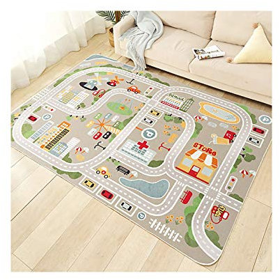 TYKTZXY Autoteppich Spielteppich Straße, Kinderteppich Jungen Straßenteppich, Bauteppich Fahrzeug Teppich Kinder, Grösse:160×230cm