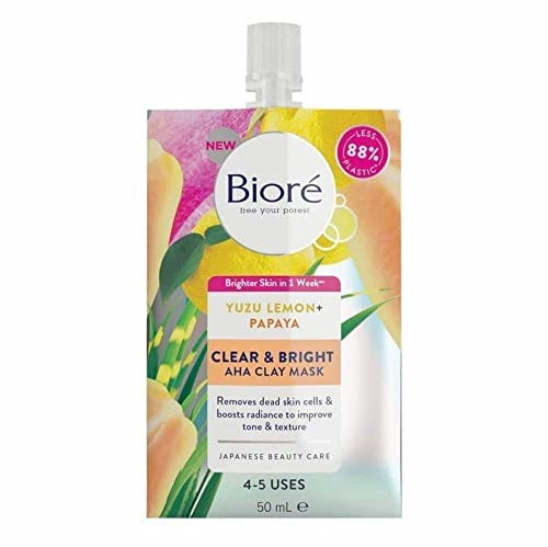 Bioré Clear and Bright Yuzu Lemon + Papaya AHA Clay Face Mask 50 ml