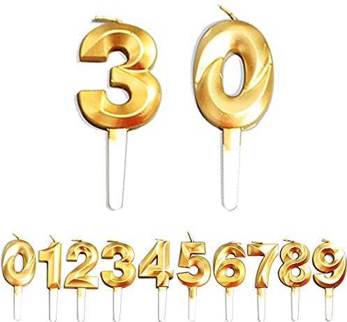 Geburtstag Zahl Kerzen, 0/3/30 JJubiläumstorten Dekoration, Gold Nummer Geburtstagskuchen kerzen, Kuchen Dekoration für Geburtstag Party Hochzeit Jahrestag Abschlussfeier Feier Lieferungen