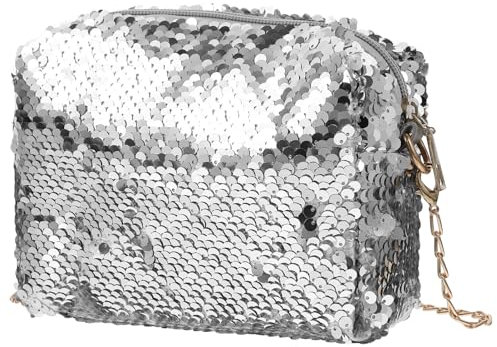 Sparkly Sequin Handbag Fashion Glitter Mini Crossbody Bag Lady Party Shoulder Bag Evening Clutch for Women Silver