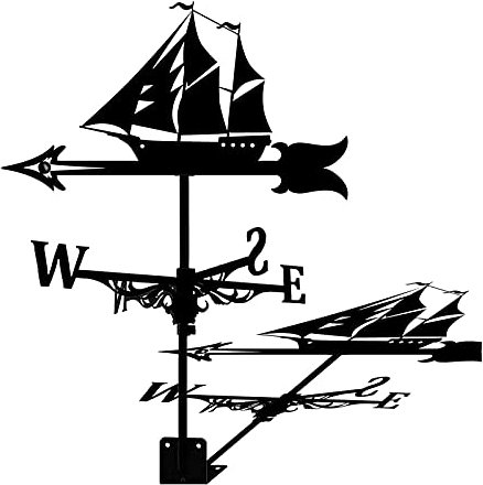 YDHNB Wetterfahne aus Segelschiff Piratenschiff Wikinger-Kriegsschiff Windanzeiger aus Edelstahl zur Dekoration im Außenbereich für den Außenbereich,Battleship