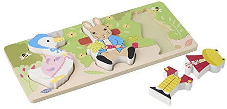Peter Rabbit Toys - Peter Rabbit Mini Wooden Puzzles - Set of 3 My First Puzzles - Educational Toys For 1 Year Old + Toddler, Montessori Toys - Official Licensed Peter Rabbit Gifts by Orange Tree Toys