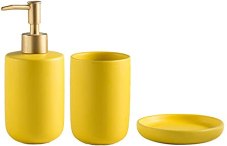Set di accessori per il bagno, set di accessori da bagno in ceramica di lusso, dispenser per sapone/lozioni, tazza per spazzolino da denti, portasapone, per casa, hotel, bagno, piano di lavoro (set da